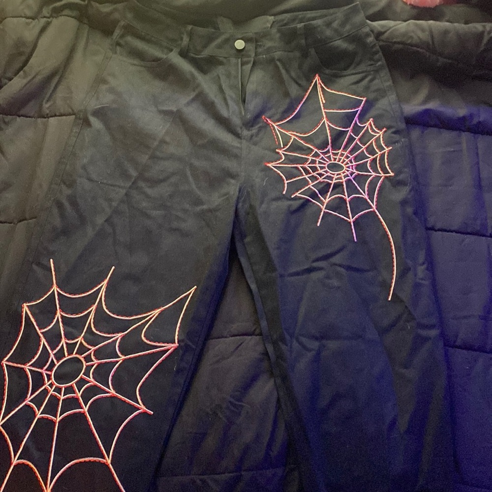 spiderweb black pants